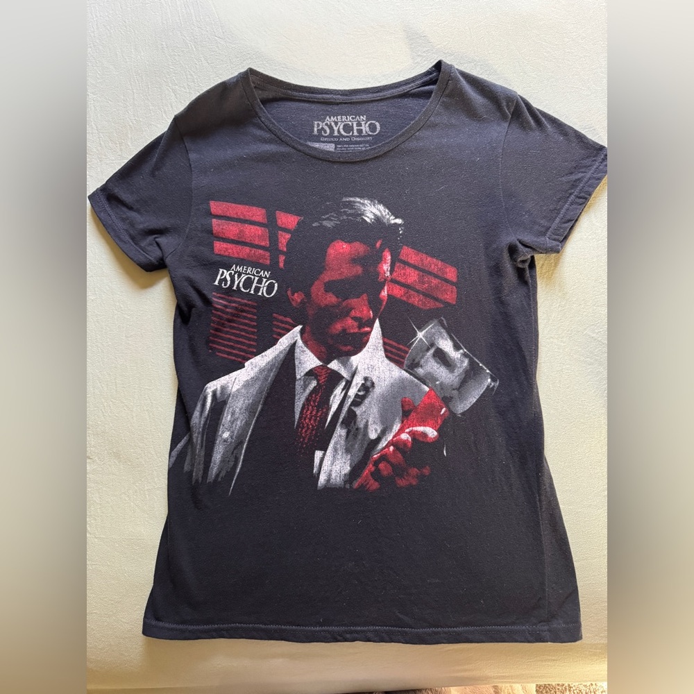 American Psycho Graphic T-Shirt Fright Rags Black Patrick Bateman Horror Cotton